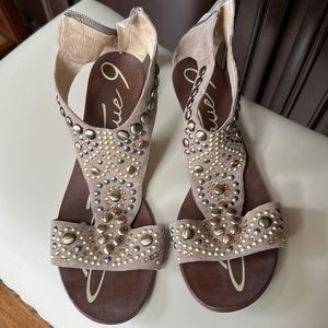 Suede studded sandal. Excellent condition.